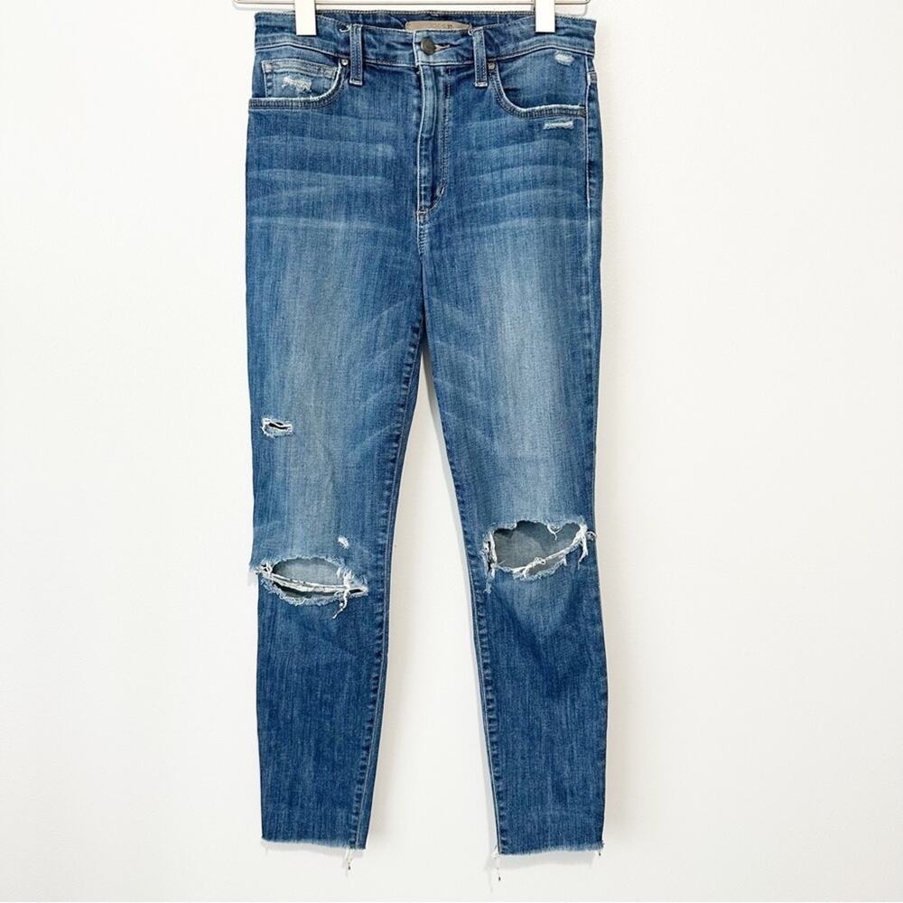 Joes Jeans Charlie high rise skinny ankle ripped blue denim stretch size 28